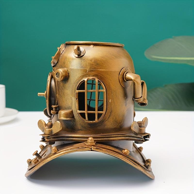 Vintage Steampunk Iron Helmet Pen Holder,Industrial Style Metal Decor for Home, Bedroom, or Office, Perfect for Christmas, Halloween, Easter, Hanukkah