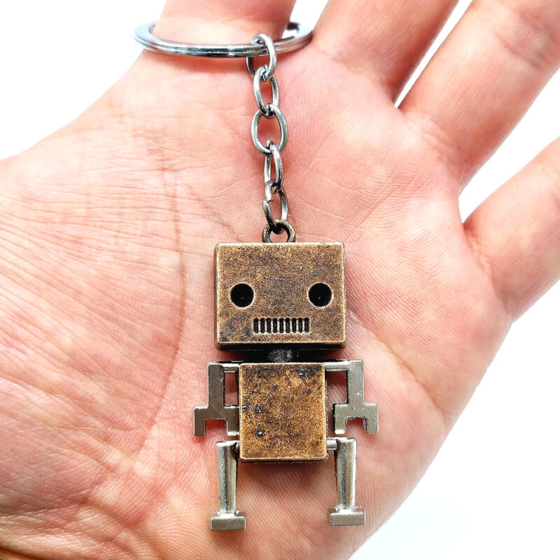 Cute Robot Doll Bag Keychain Friendship Couple Key Holder Bronze