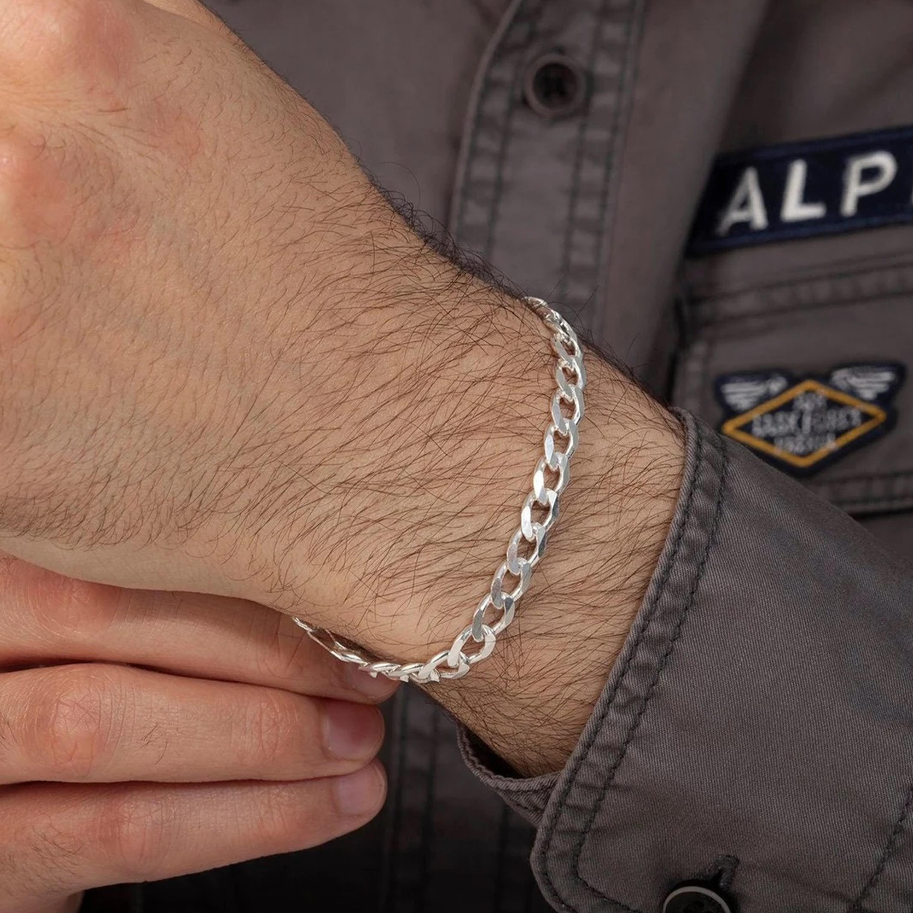 

Мужской браслет-цепочка из цельного серебра 925 пробы 6 мм с кубинским звеном, ювелирные изделия для мужчин, подарок для него, мужская мода 17 серебряный