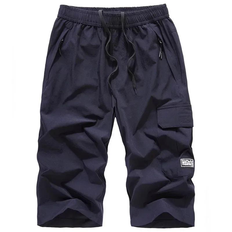 Herren Sommer Schnelltrocknende 3/4 Hosen Leichte Capri-Shorts Wandern Angeln Reisen Lässige Cargo-Shorts Hosen Herren Fitnessstudio Shorts 8XL