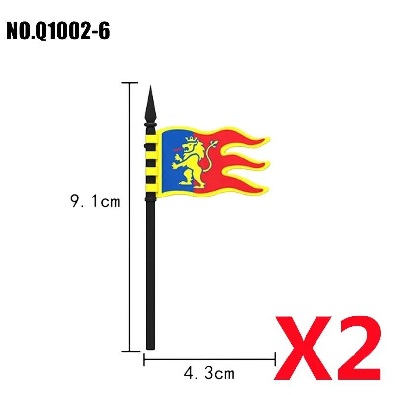 MOC Medieval Red Lion Black Eagle Castle Soldier Knight Horse Mount Building Block Military Figure Vest Armor Flag Toy Gift B036