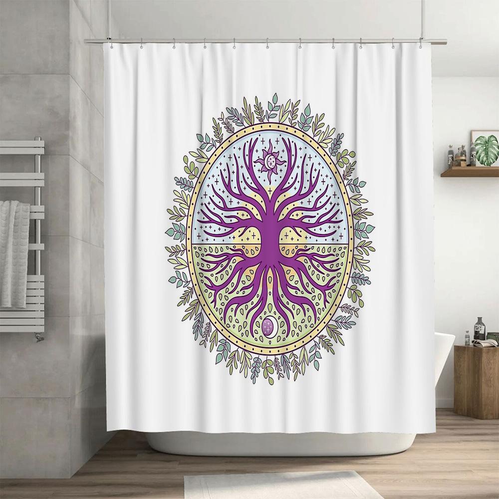 Botanical Shower Curtain Nature Themed Backdrop Floral Decor Forest Pattern Mystic Vibes Cottagecore Aesthetic Bohemian Shower C