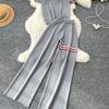 Lässiges Strick-Set mit süßem Welpenmotiv für Damen, Sommer, Umlegekragen Pullover-Top und Weitbeinige Hosen, Zweiteiliges Set für Damen