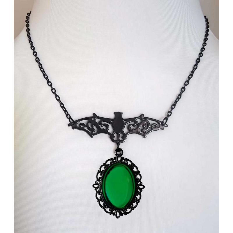 Gothic Bat Crystal Necklace - Women's Halloween Fashion Jewelry