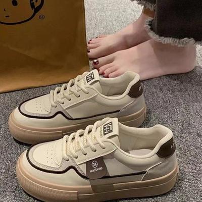 Chao Xiaobai Schuhe Damen neue Frühling und Sommer atmungsaktive Plateau Mode Board Schuhe runde Zehenpartie Schnürung Muffin Sneaker