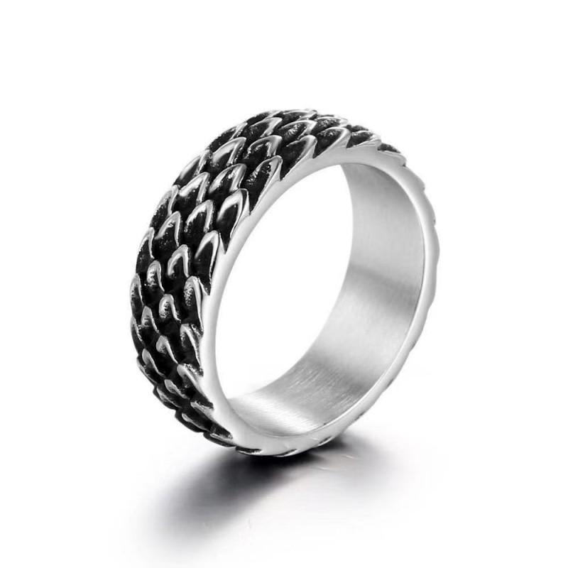 Adjustable Dragon Scale Mens Ring In Sterling Retro Vintage Style Unisex Finger Boyfriend Gift
