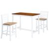 3 Pcs Bar Table and Chairs Solid Wood Brown and White
