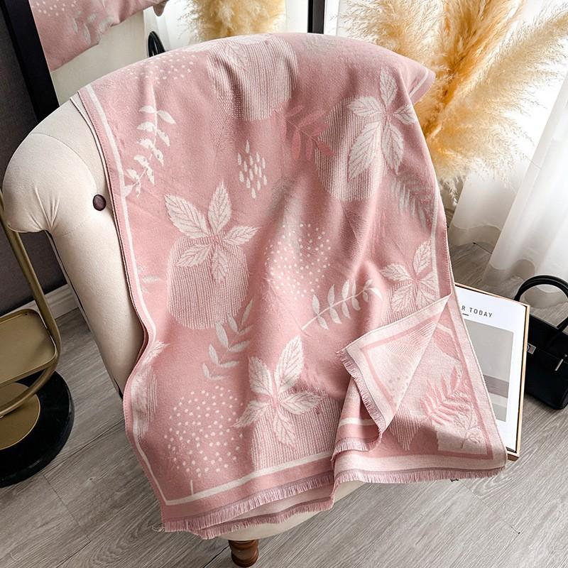 Elegant French Vintage Butterfly Print Faux Cashmere Scarf Women Warm Thick Wrap Shawl Office Winter