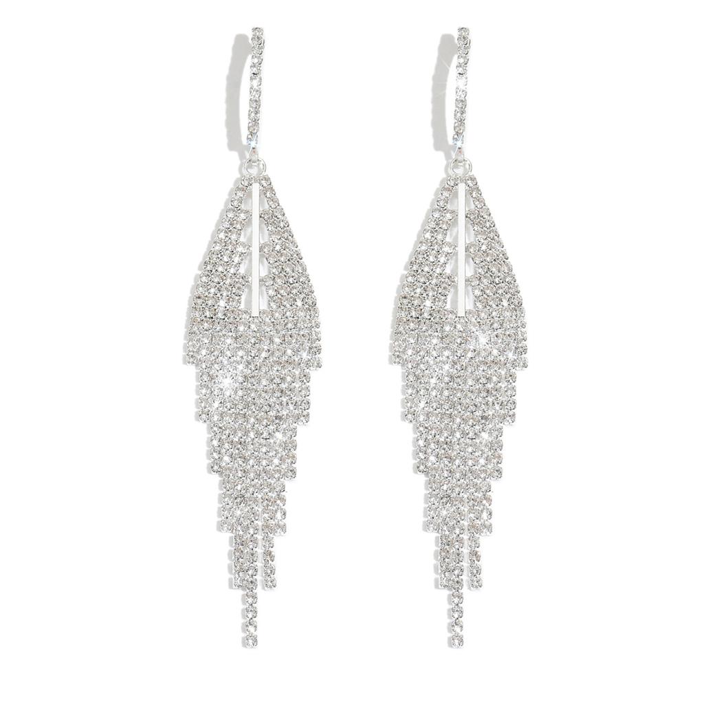 Fashionable new shiny full diamond design earrings with elegant and luxurious style, high-end ear accessories for women