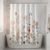 Floral Shower Curtain Waterproof Floral Print Bath Curtain Machine Easy-Care Quick-Drying