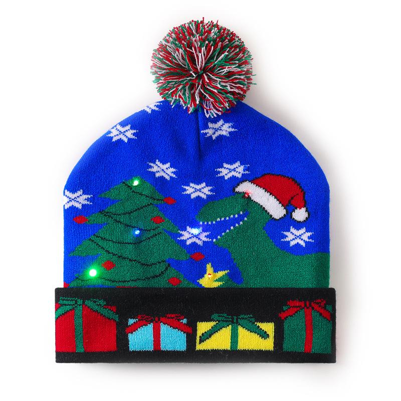 Flashing LED Christmas Beanie Knit Hat Winter Snow Cap Light Up Knitted Cap Holiday Party Favors for Adults