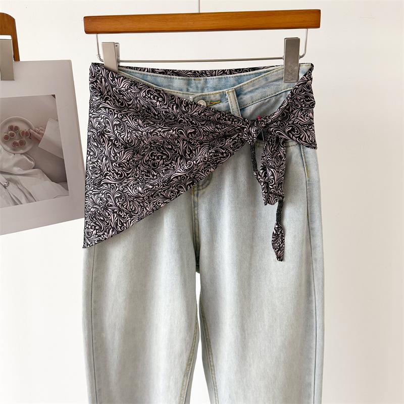 Luxury Polka Dot Carriage Imitation Silk Double-layer Printed Waist-tied Triangle Scarf Sun-shawl Neckerchief Women's Scarf