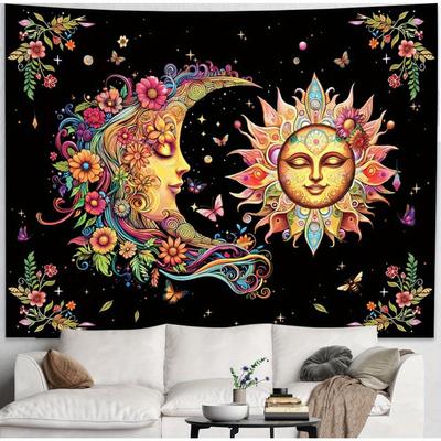 Sun and Moon Tapestry Vibrant Celestial Wall Art for Bedroom or Living Room Large Decorative Hanging Add Mystical Charm