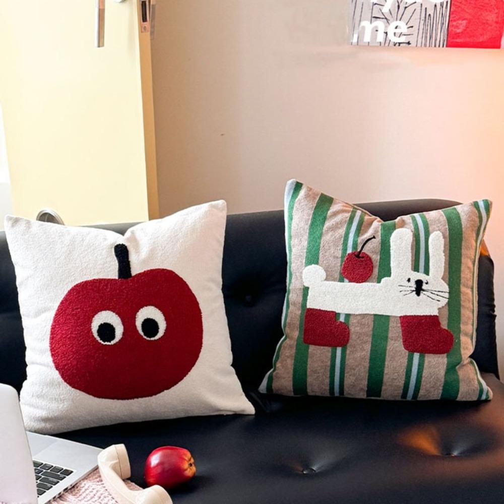 Modern Washable Cream Style Pillow Cover Towel Embroidery Comfortable Cartoon Pillow Cover Square Soft Cushion Cover Home Decor