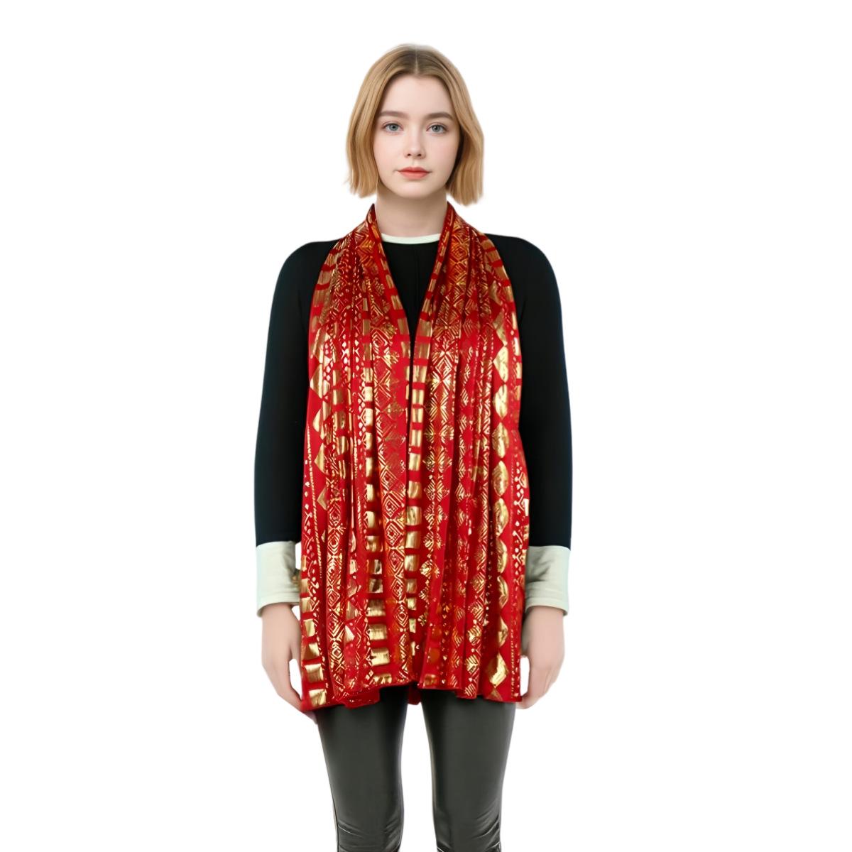 

New Autumn And Winter Fashion Hot Gold Craftsmanship Elastic Warm Scarf New Year Long Scarf