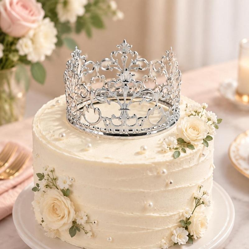 Mini Crown Cake Toppers Metal Rhinestones Princess Tiaras Royal Decors with a Bright Finish for Decorating Cake, Bouquets, Flower Gift Boxes, and Gift