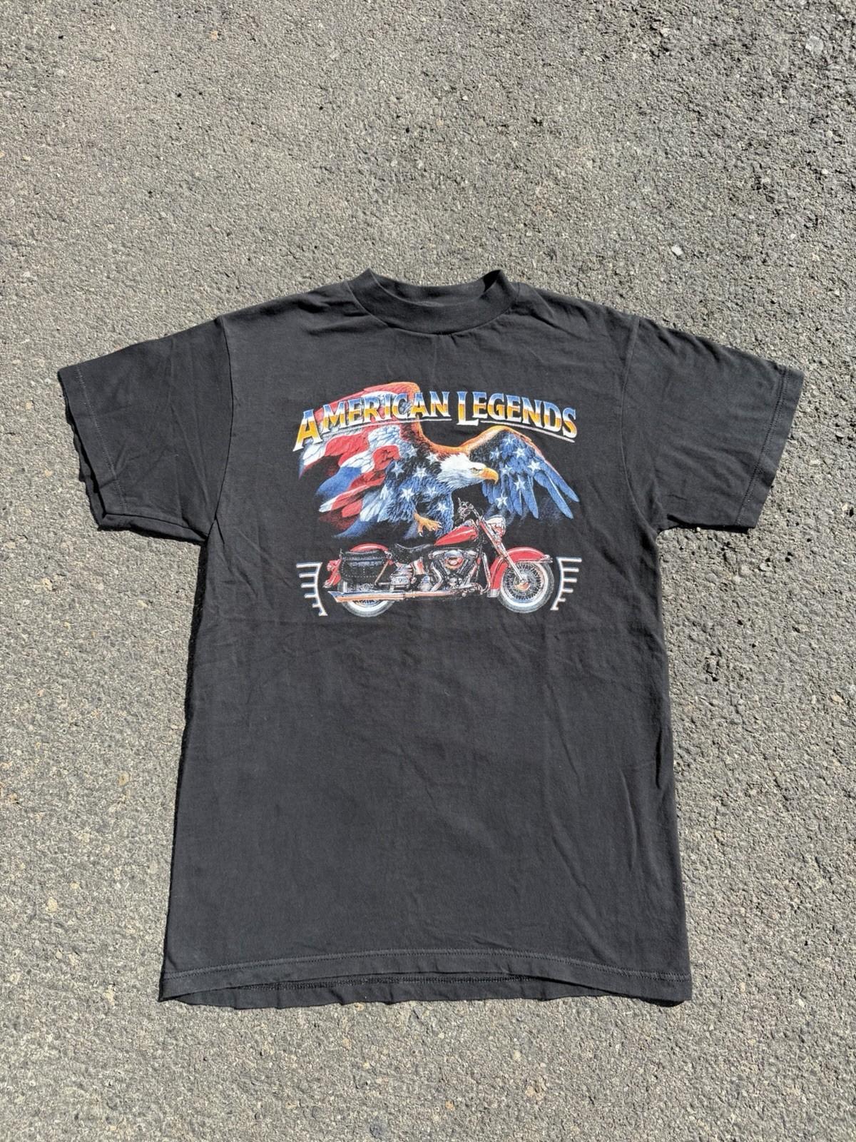 Vintage 90’s Harley Davidson Eagle USA Motorcycle Black Men’s Shirt Size Medium Unisex T-Shirt S