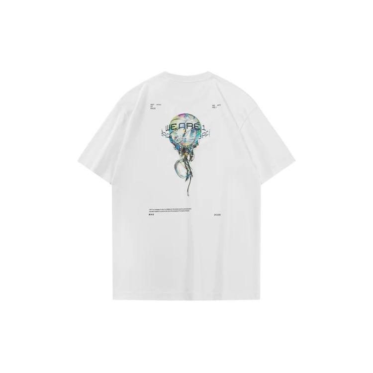 Li Ning T Shirts Unisex White Crew Neck Moderate AHSS641-2K