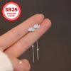Silver Lotus Dangle Earrings for Women, Long Tassel Flower Drop Earrings, Boho Statement Jewelry