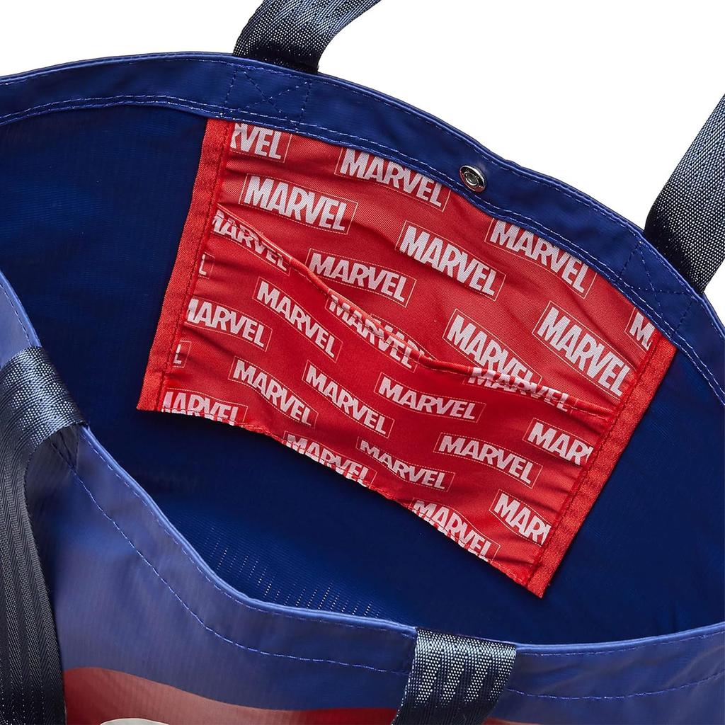 Marushin Marvel Captain America Tote H33 X W44 X D15cm 60cm Back H19 X Water Product 2505027700 Bag, (Handle / Pocket W20cm), Navy, Code