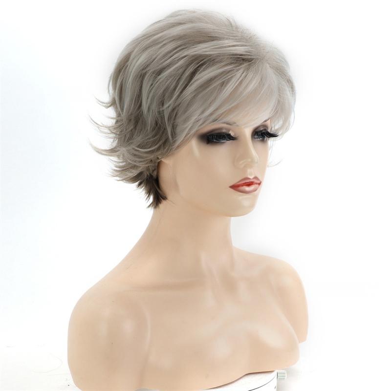 

Кудрявый парик синтетический короткий парик для женщин парик из натуральных волос с челкой костюм для косплея парик элегантной пожилой дамы