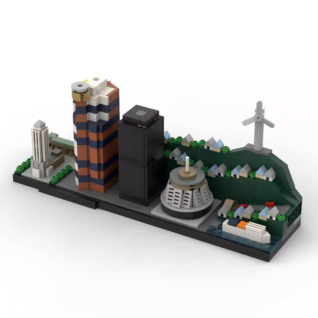 Non-Toxic Moc Architecture Scene Toy Wellington Skyline Assembly Building Blocks Brick Gift Set Desktop Decoration Pendant