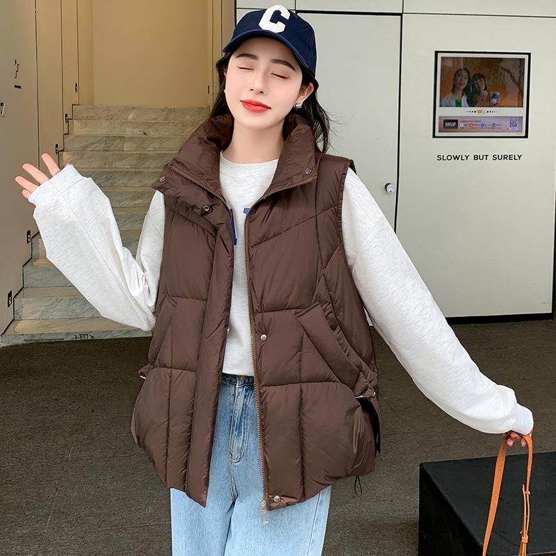 Short cotton vest women's autumn and winter new outer wear cotton clothes vest hooded casual fashion vest jacket