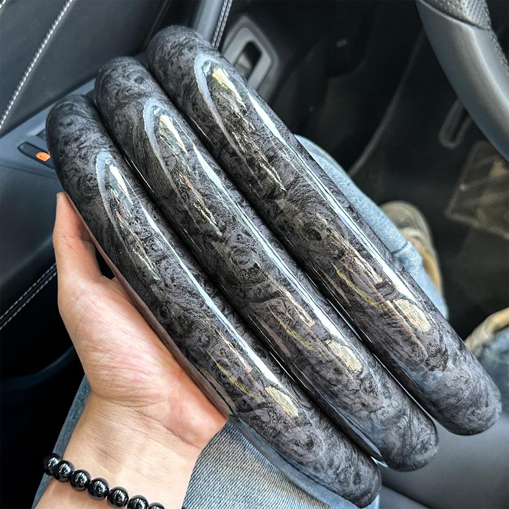 1Pair  Laser Carbon Fiber Silicone Car Steering Wheel Cover 1K Micro Fiber Leather PVC Wheel Booster Cover Non-Slip Universal