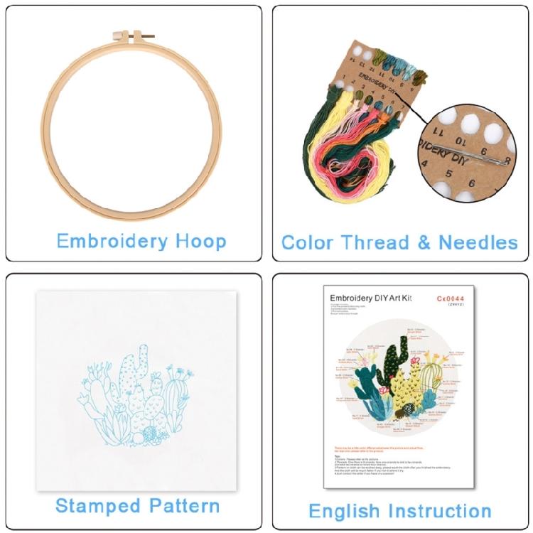 3Sets Beginner Embroidery Set Flower Embroidery Set for Adult with Instruction Pattern Hoop Thread Scissors and Needle