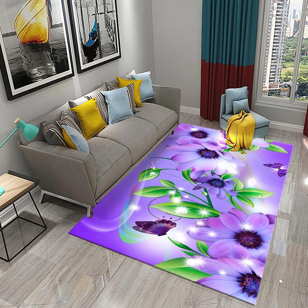 Tapete Flor Quebrada Colorido para Decoração de Sala de Estar Quarto Tapete de Chão Área de Sofá Mesa de Centro Tapete Floral Capacho Tapete de Banheiro