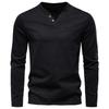 2025 Autumn New Men's Casual European Size V-neck Long Sleeved T-shirt Slim Fit Base Shirt Pure Cotton T-shirt Top for Men
