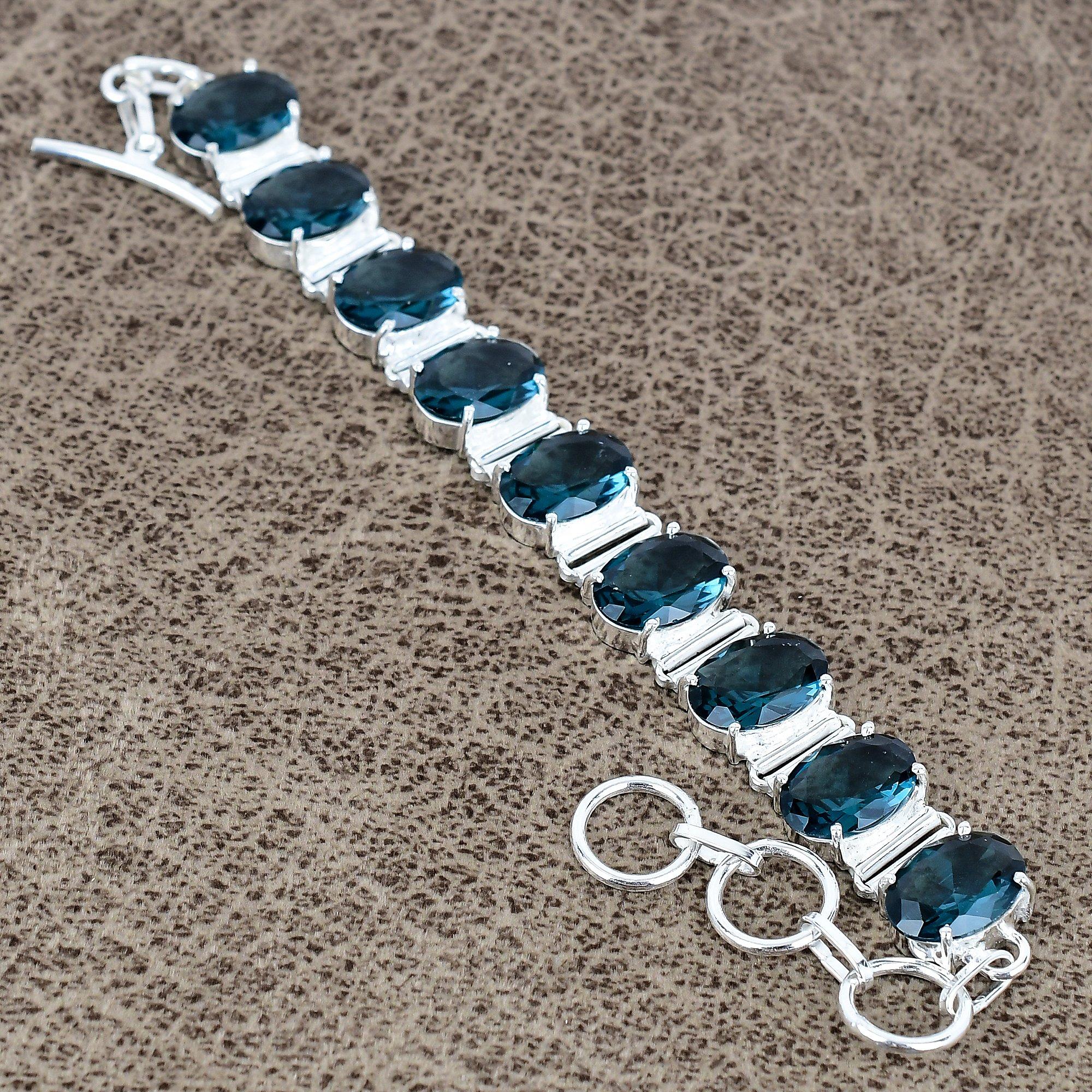 

Iolite Quartz Gemstone Handmade 925 Sterling Silver Bracelet 7-8 KKG-139