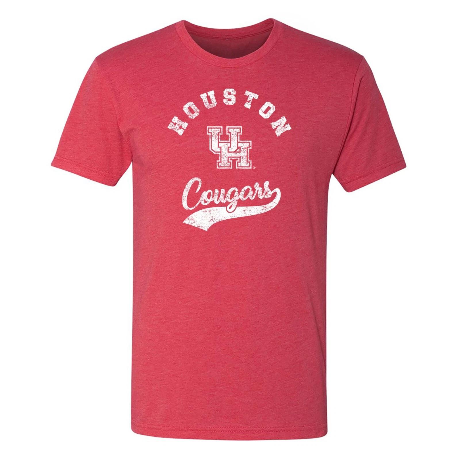 Houston Cougars Retro Script Triblend T-Shirt - Vintage Red 4XL