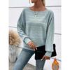 Women's Fashion Casual Spring Autumn Solid Color Print Long Sleeve O-Neck Blouses & Shirts