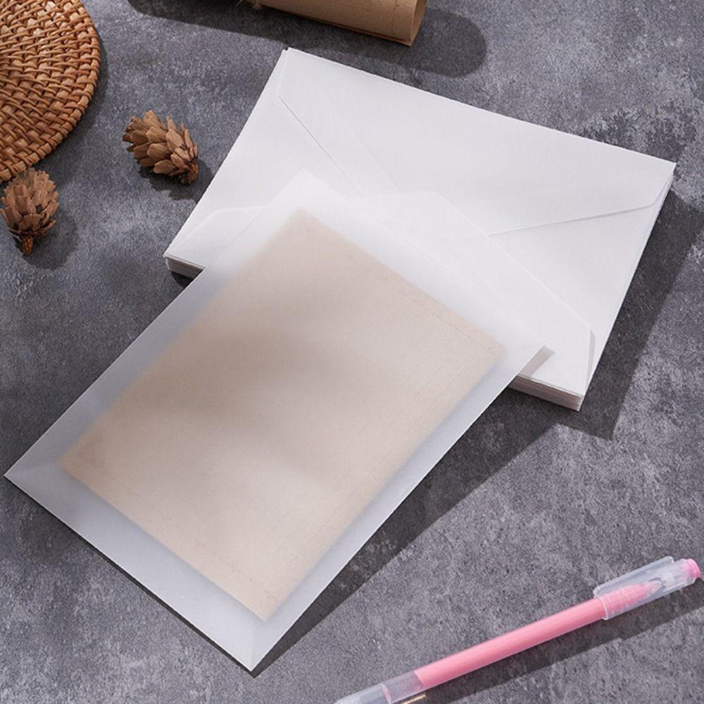 50Pcs/Pack Matte Frosted Vellum Paper Envelopes Simple Wedding Invitation Pouch  for Photos Storing