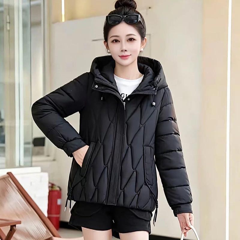 Warm Versatile Loose Thickened Jacket Bread Clothing Hooded Short Mom Clothing Casual Winter Fashion Down Cotton Clothing