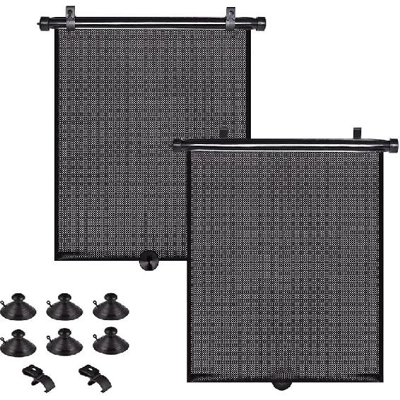 Car Sun Shade Side Window, Retractable Car Roller Shades For Side Window Blocks Harmful Sun Glare And Heat