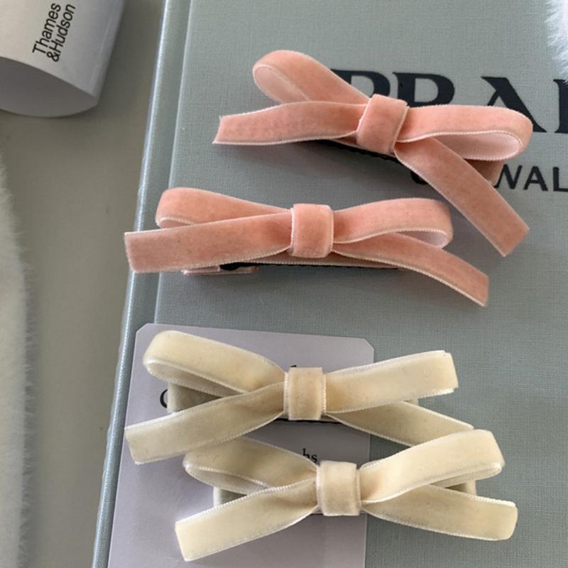 2 Τμχ Κορεατικό Στυλ Μονόχρωμο Vintage Βελούδινο Φιόγκο Κλιπ Μαλλιών Χαριτωμένη Φουρκέτα Πλαϊνό Κλιπ Κορίτσια Γλυκιά Cool Μπαρέτα Αξεσουάρ Μαλλιών