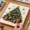 Sparkling 3D Painting Canvas DIY Christmas Faux Pearl Art Kit with Frame, Santa Winter Holiday Theme Craft Supplies Beads for Adults Beginner,