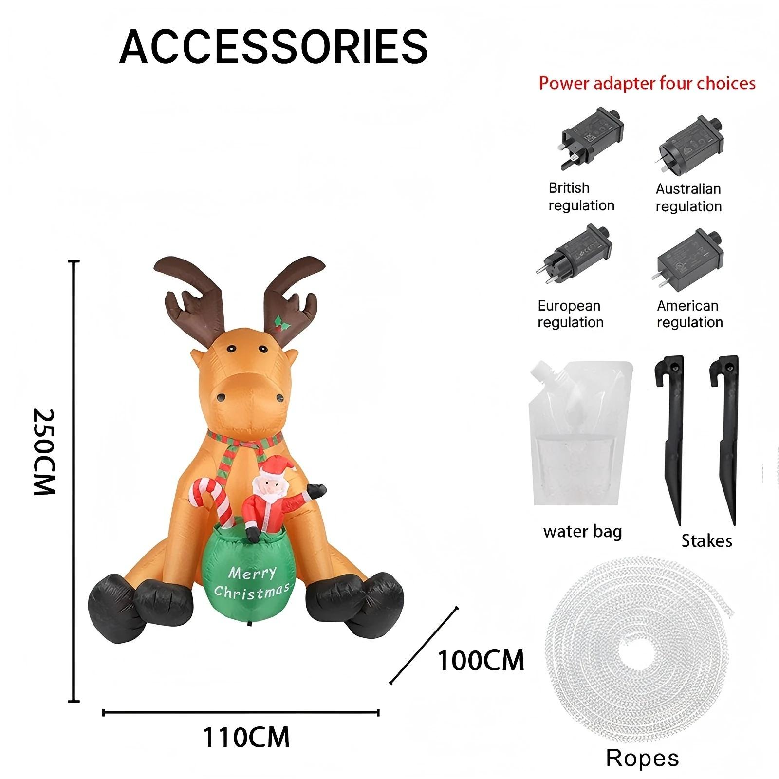 

8.2FT LED Light Xmas Inflatable Reindeer Santa Claus Toys Yard Party Decoration Home Ornaments Supplies Christmas Holiday Gifts EU Plug