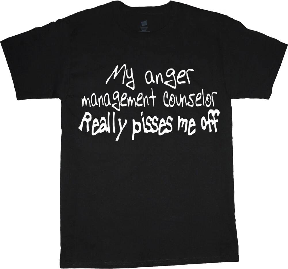 Mens T-shirt Funny Saying Anger Management Mens Graphic Tee S
