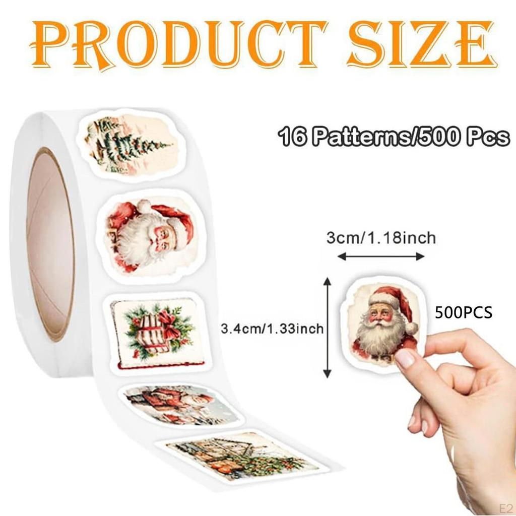 500 Pieces Christmas Stickers Holiday Envelope Ornaments Decor for Card