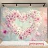 2D Heart-Shaped Pink Flower Backdrop Romantic Floral Background for Wedding Photography