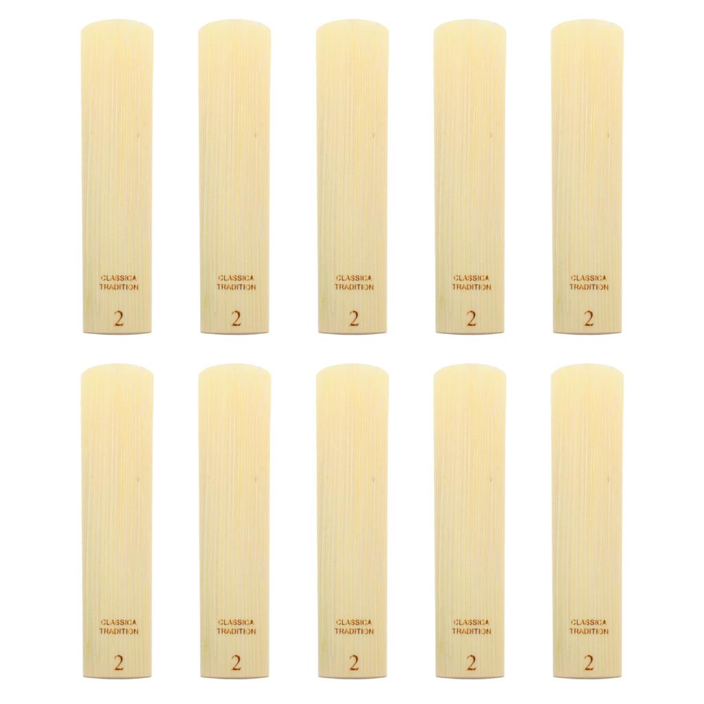 10Pcs Tenor Saxophone Reeds Set Bb Key Sax Replacement Parts Accessories Non Deform with Plastic Box 2.0 Hardness