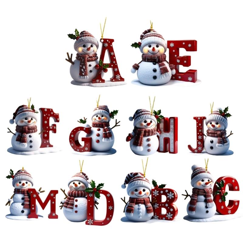 Shatterproof Acrylic Snowman Letter Hanging Ornament Christmas Tree Decoration For Festival Tree Wreath Window Display