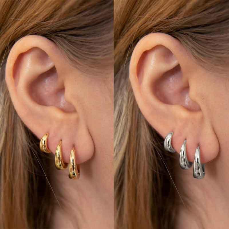 6 Stück/Set Edelstahl Minimalistische Huggie Creolen für Damen Einfache Metall Kreis Ohrringe Punk Rock Schmuck Geschenk Großhandel