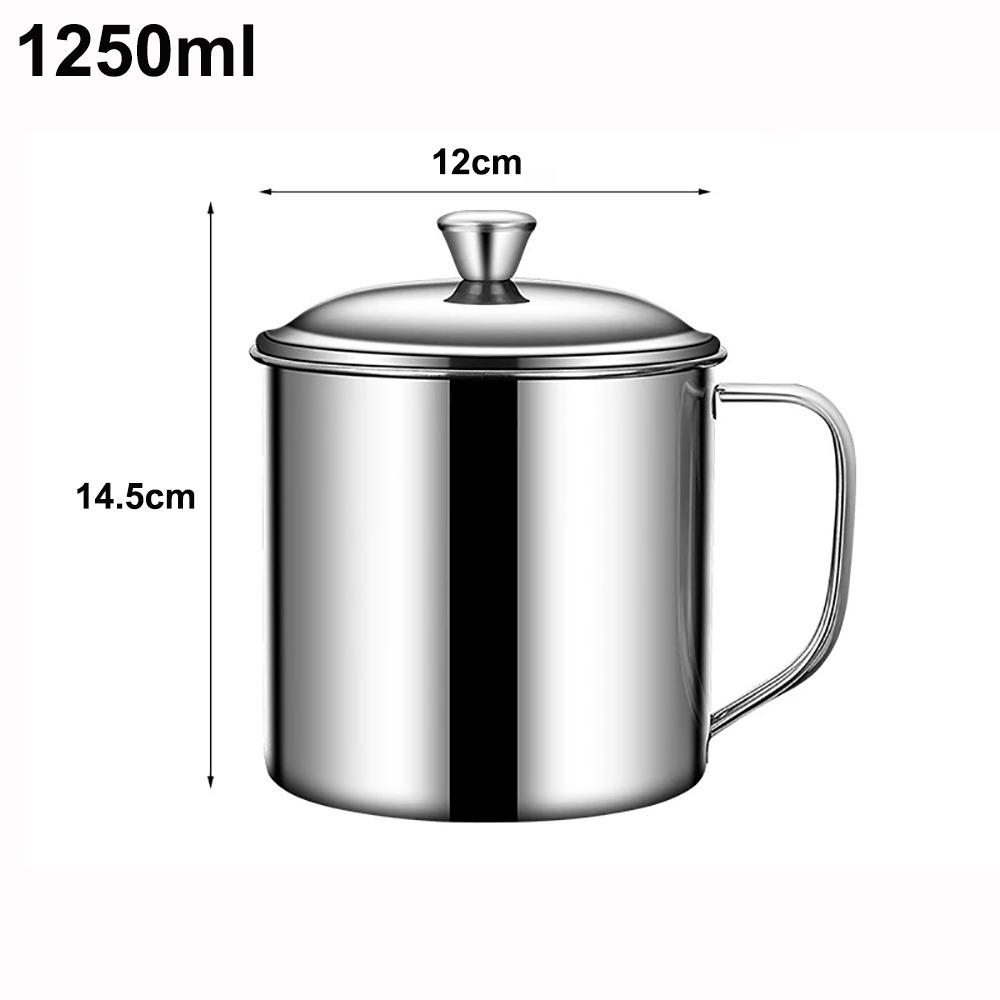 New 350-1250ml Mug Handle Design With Lid Tea Cup 304 Stainless Steel Drinkware Camping