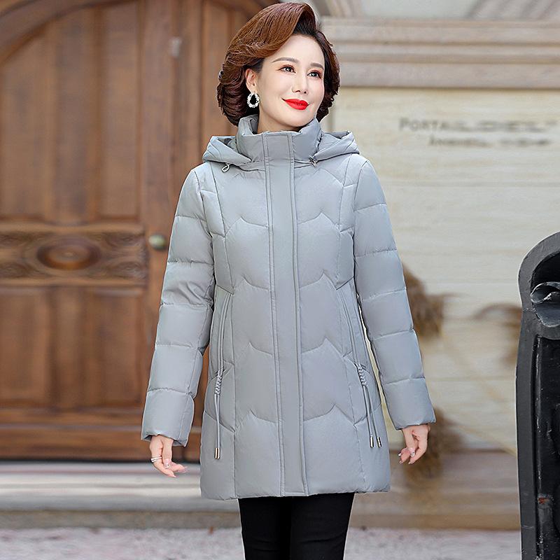 Down jacket women's white duck down new style mother's winter coat middle-aged and elderly loose style down jacket