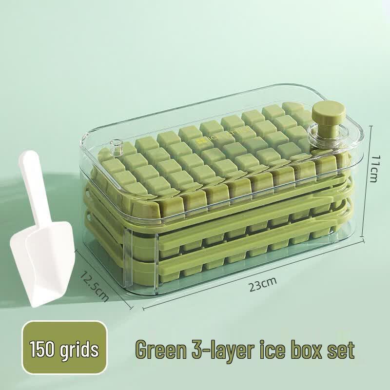 Press-Type Ice Cube Tray with Storage Bin