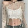 Japanese Sweet Hollow-out Knit Top Hollow-out Outer Cover-up Short White Loose Pullover Layered Spicy Girl Outfit